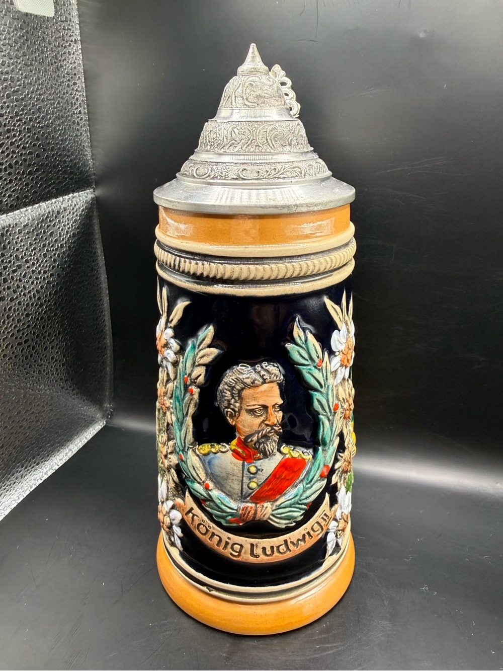 Vintage German King Ludwig Beer Stein with Pewter Lid